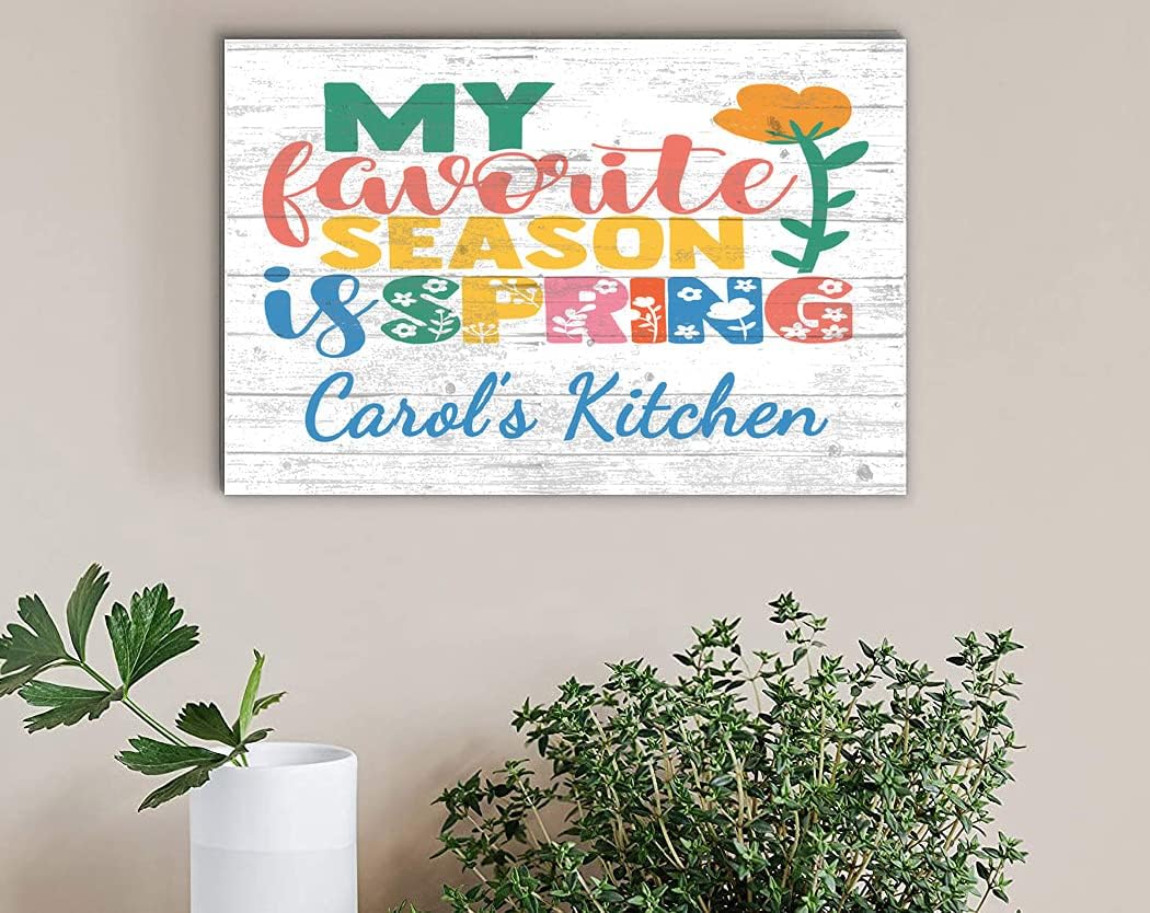 Personalized Spring Wall Decor Custom Family Sign Springtime Seasonal Decoration for Home Solid Wood