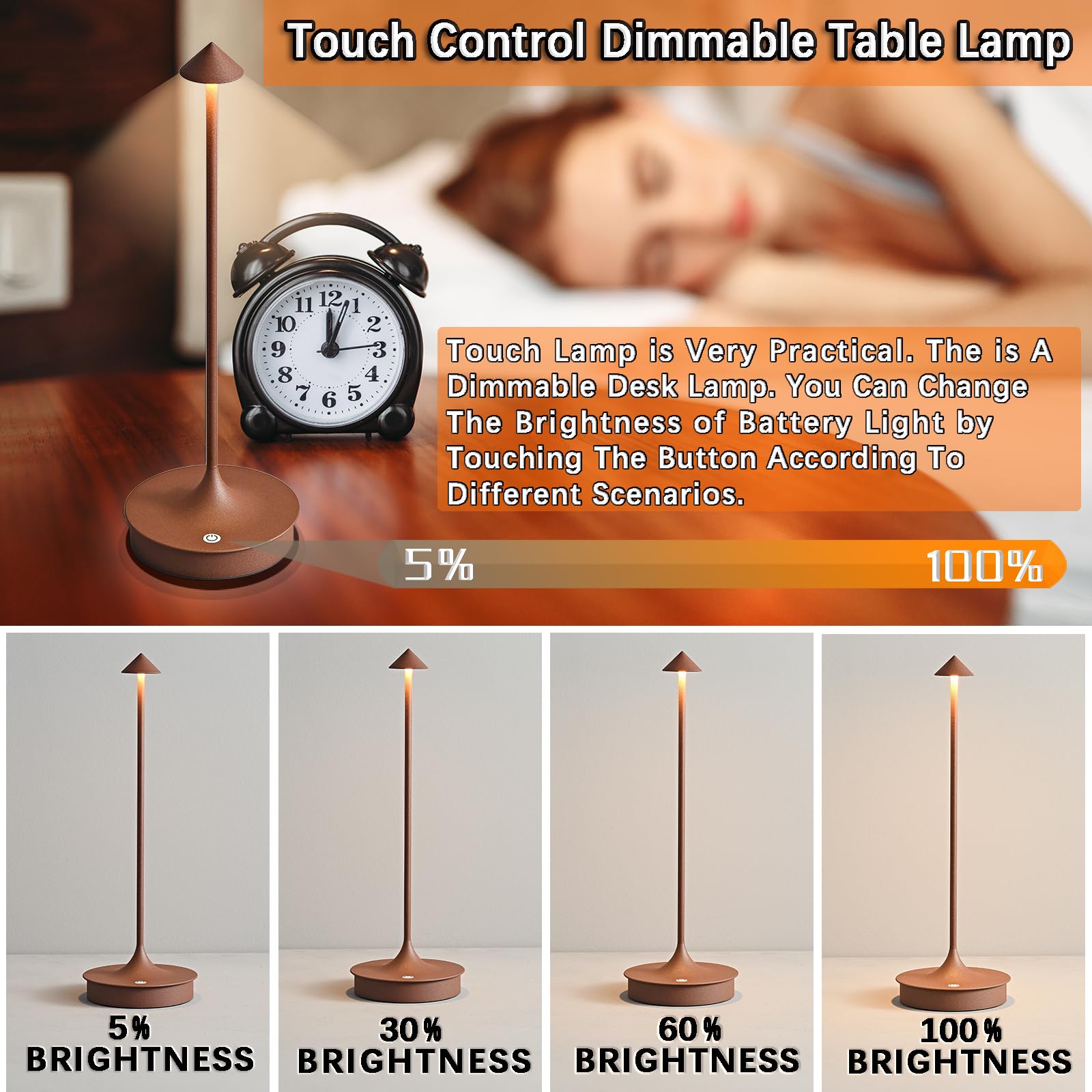Leomix Kabellos LED Tischleuchte Kabellose Akku Tischlampe Aufladbar 4000mAh Tischlampe Touch Dimmbar Outdoor Tischlampe IP54 Wasserdicht für Restaurant/Bar/Garten/Balkon/Esstisch