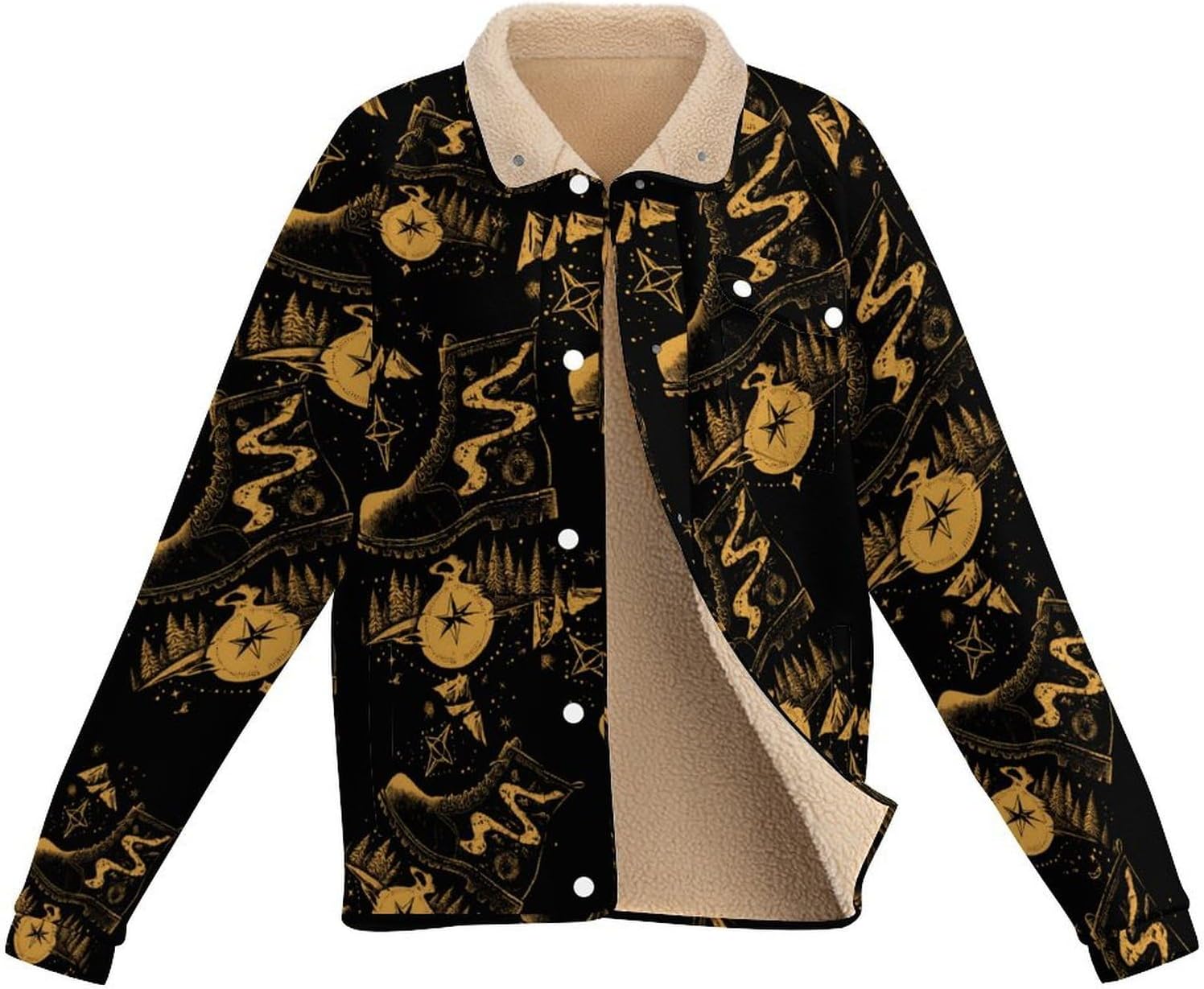I Love Camping Boot Travel Fleece Winter Coats Jackets for Women Warm Button Down Outwear