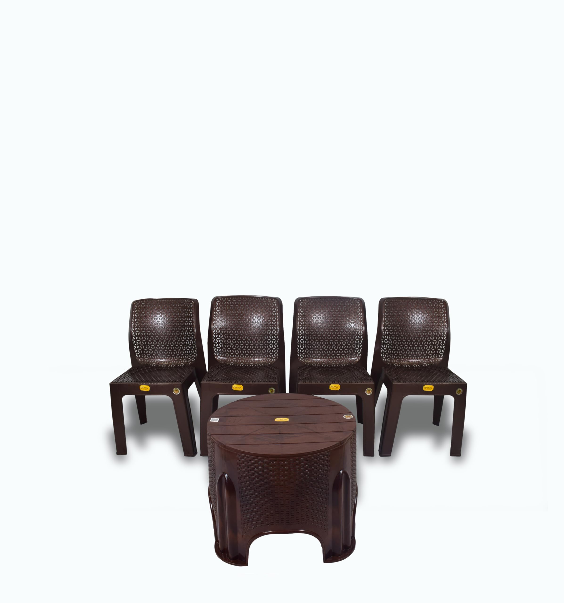ANMOL Moulded High Back Ortho Table Chair Set (4 Chairs & 1 Table) (Heavy Duty Combo) Plastic 4 Seater Dining Set (Dark Brown)-image-27