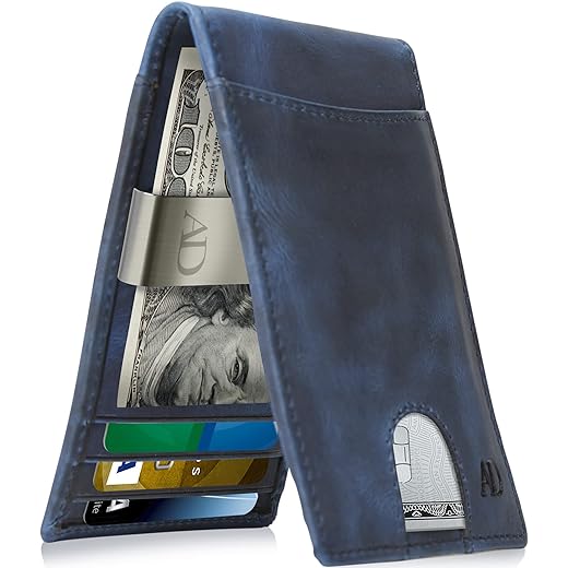 Access Denied Carbon Fiber Leather Mens Wallet - Slim Money Clip Bifold Wallets For Men RFID Front Pocket Thin Credit Card Holder - Gifts For Men