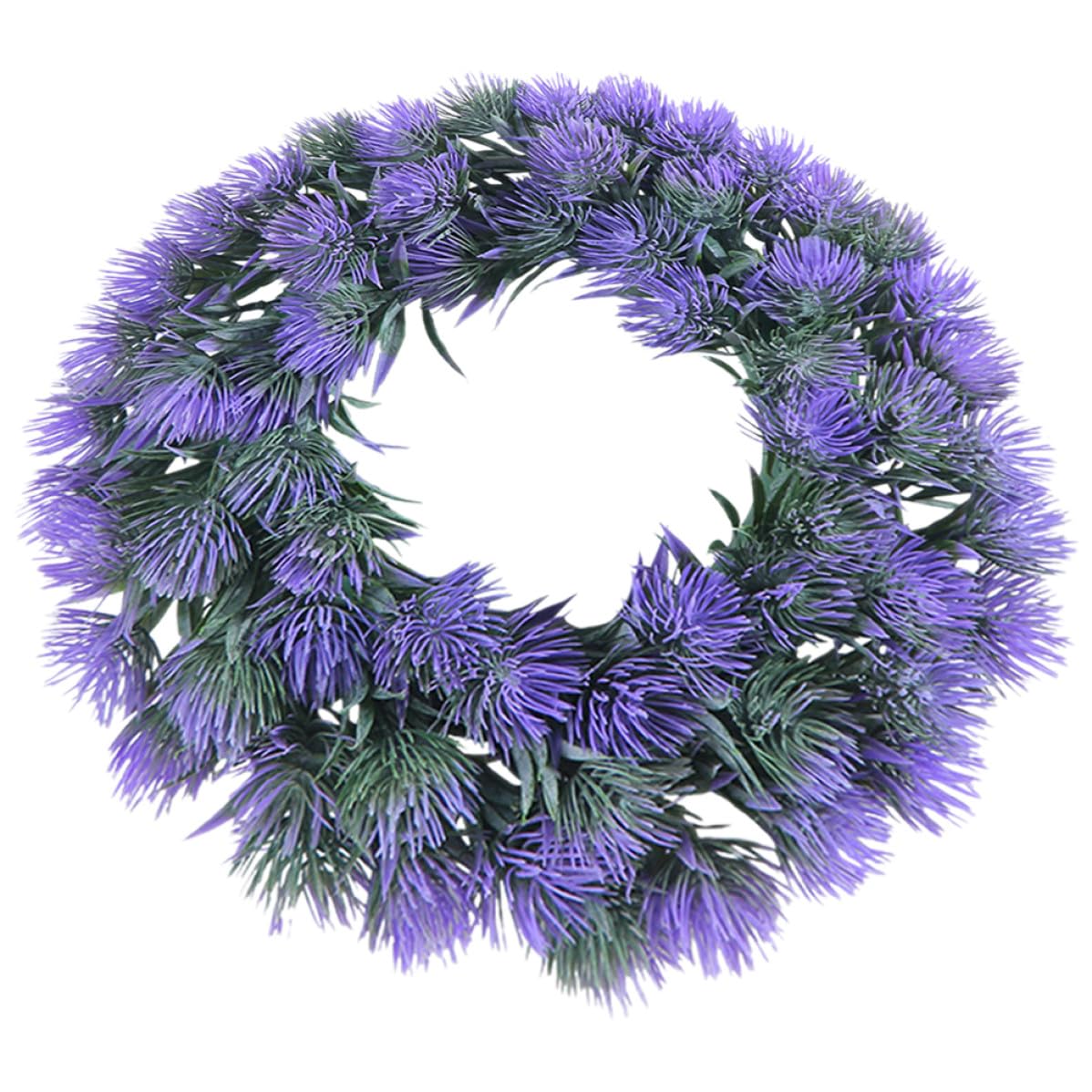 Künstlicher Lavendelkranz Dekorativer Türkranz aus Kunststoff Violett mit UV Schutz Rundes Design Langlebige Deko für Haustür und Festliche Anlässe