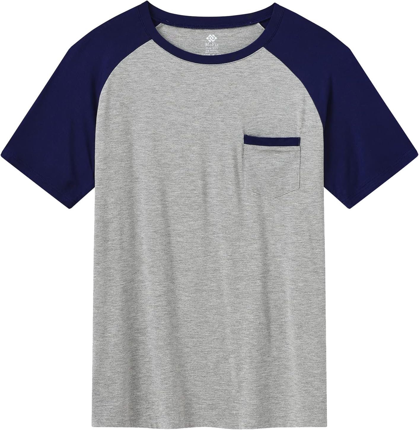 MoFiz Mens Pajama Set Pjs Sleepwear Nightwear Lightweight Quick Dry Soft Short Sleeve V-Neck Summer Pjs Sleep Set With Pocket - Image 3