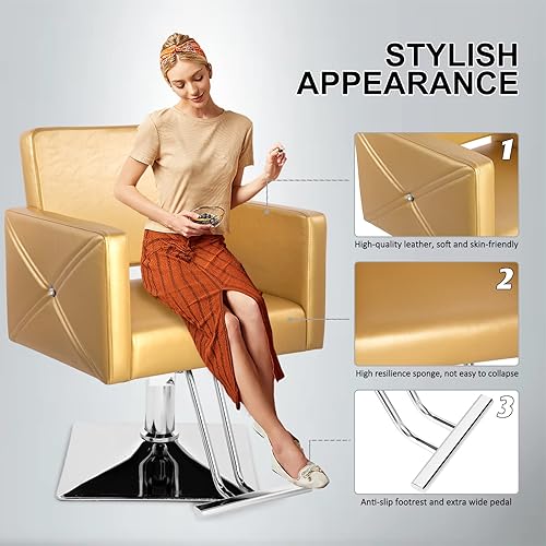 Miniatura 6 de Artist hand Sillas de peluquería, sillas de peluquería multiusos con bomba hidráulica resistente, equipo de belleza giratorio de 360 grados para