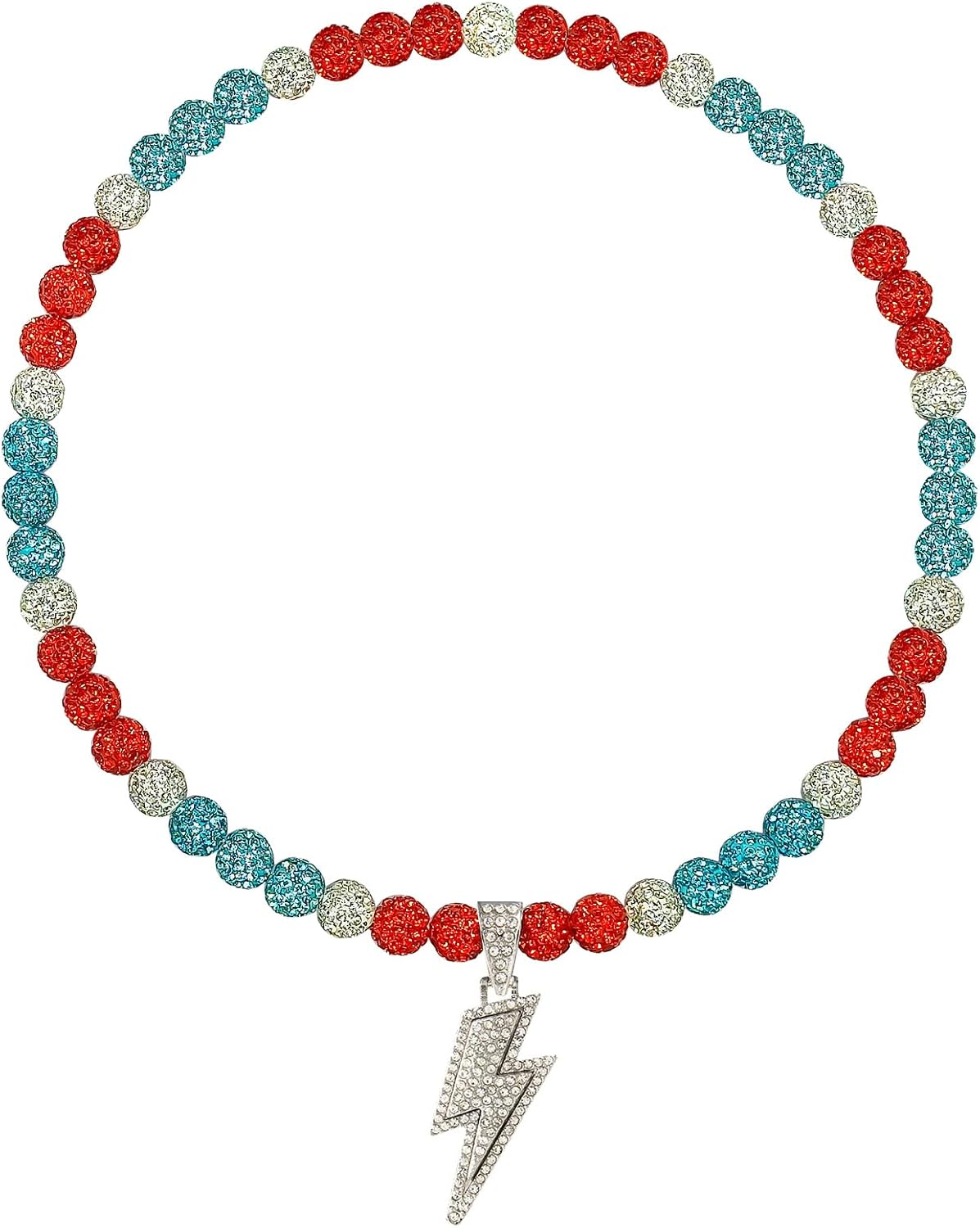 Baseball Necklace for Men 16/18/20 Inch Bling Ice Collection Lightning Bolt Pendant Necklace for Women Rhinestone Clay Beaded Discoball Accessories Gifts for Baseball Team Players Lovers