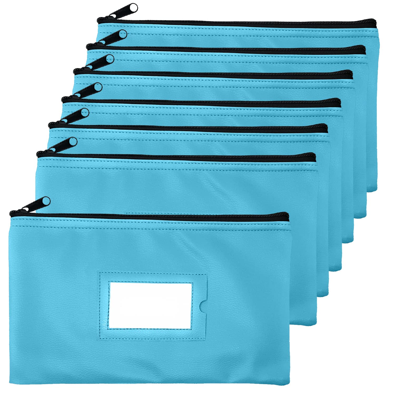 Money Bank Deposit Bag with Zipper, Cash Pouch, Light blue, 11x6 in, 7 Pack