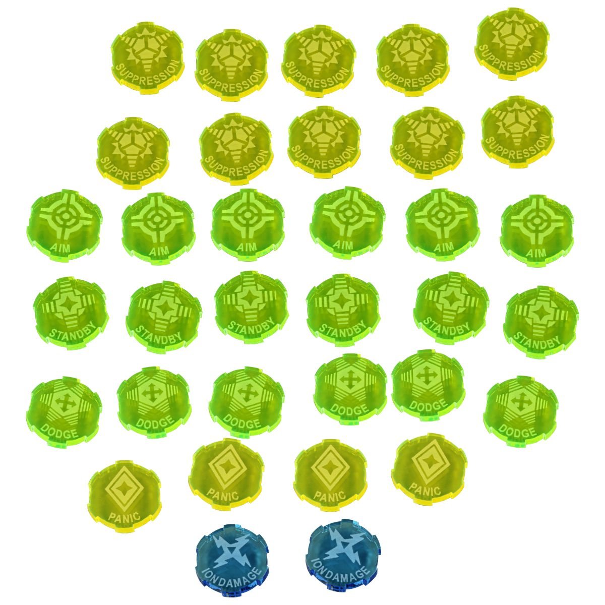 LITKO Game Token Upgrade Collection | Combat Tokens |Compatible with Star Wars: Legion | Panic | Suppression | Ion Damage | Aim | Dodge | Standby | (Combat Token Set)