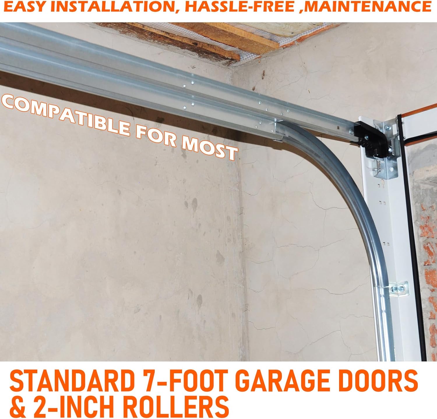 w/15 Radius Garage Door Track for 7' Door | Total Length 7.5FT Garage Curved Track | Suits 2" Pulley | 1.5mm 20 Gauge Steel | Sold in Pair