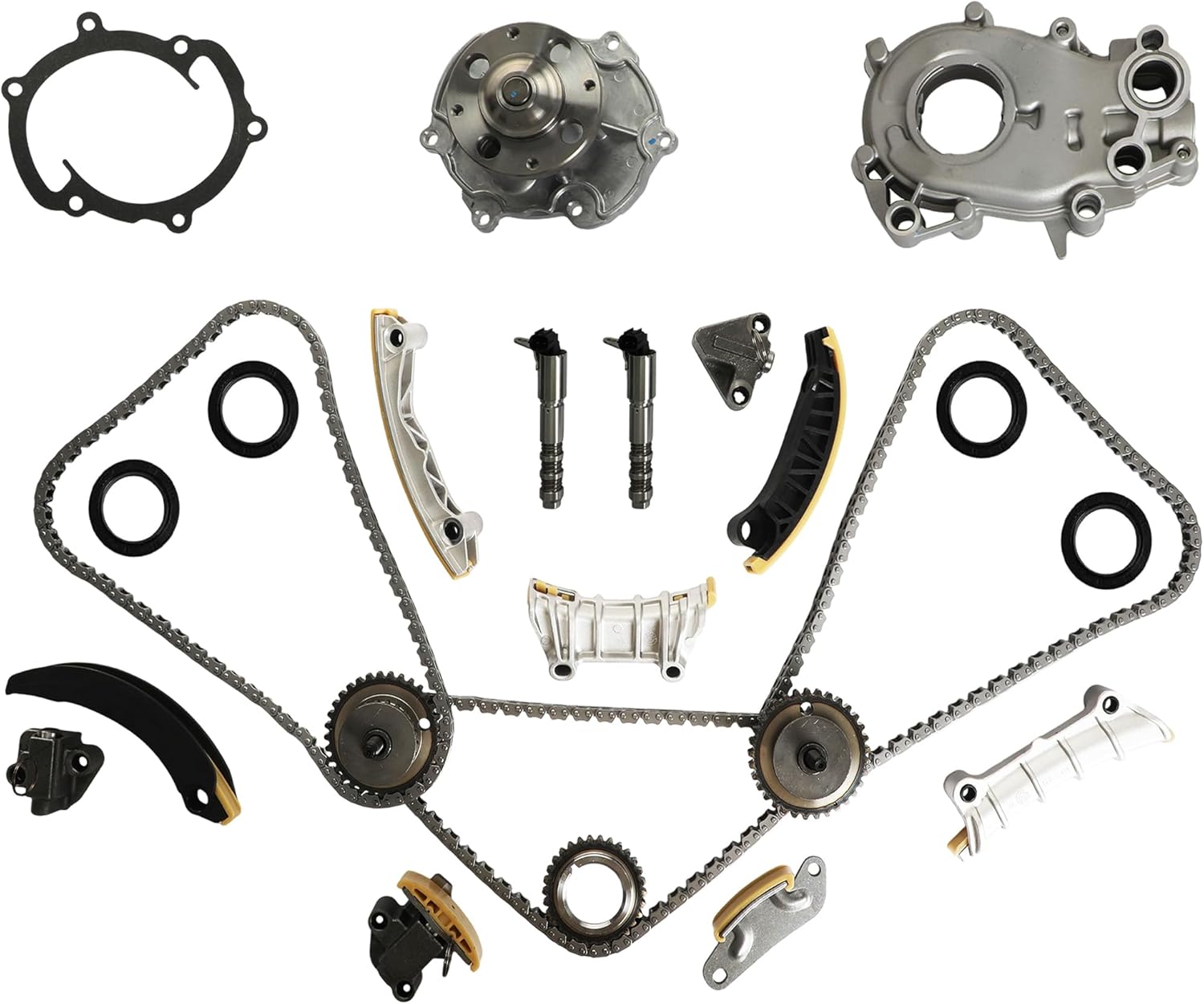 Timing Chain Kit w/Oil & Water Pump VVT Solenoids Set Fit For GM Buick Lacrosse Cadillac ATS Chevy Impala Malibu Equinox GMC Canyon Saab 9-4X Suzuki XL-7 3.0L 3.6L V6 2007-2015 9-0753S 12636175