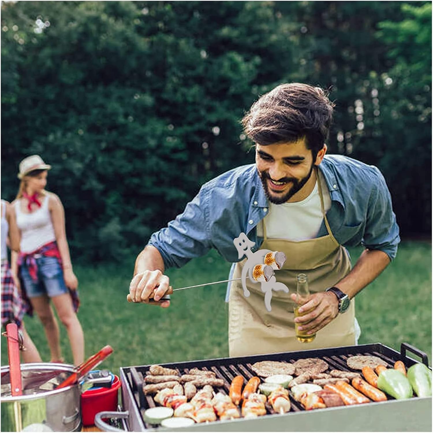 hamovessi Steel Hot Dog and Marshmallow Roasters Metal Craft Skewer Stick, Barbecue Forks for Campfire Bonfire BBQ Grill Novelty Women Men… (2 PCS(Boy&Girl)) : Patio, Lawn & Garden