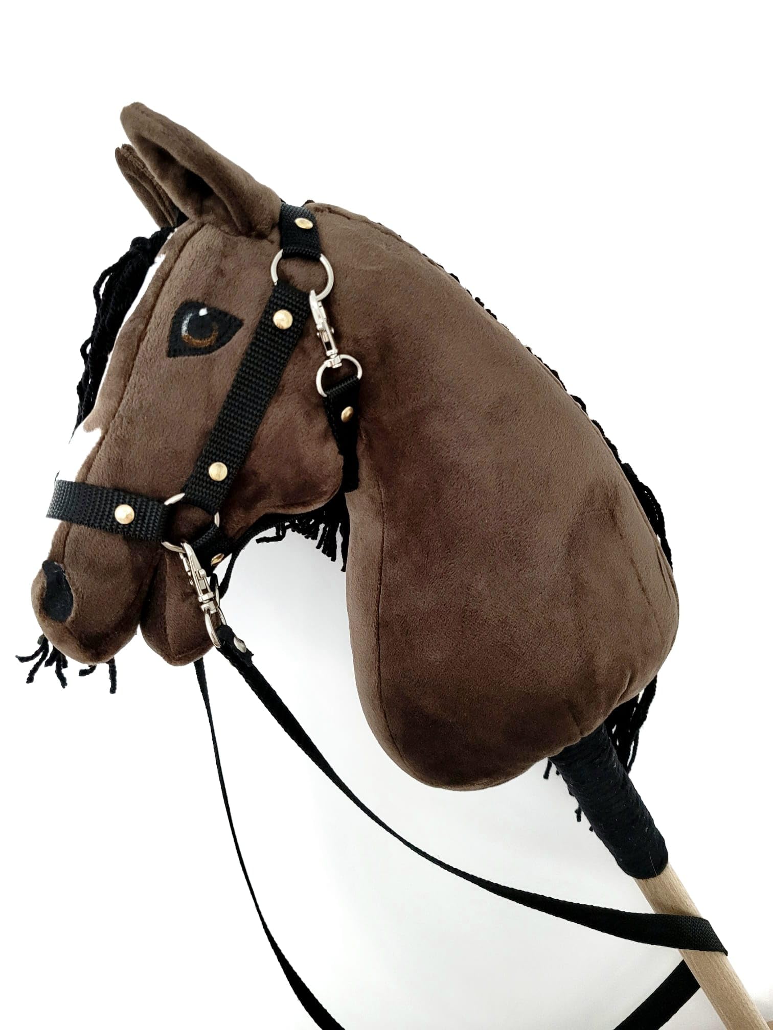 Steckenpferd A4 (Pferd auf einem Stock) Hobby Horse A4 komplett mit Kantar wie auf dem Foto (Dunkelbraun)