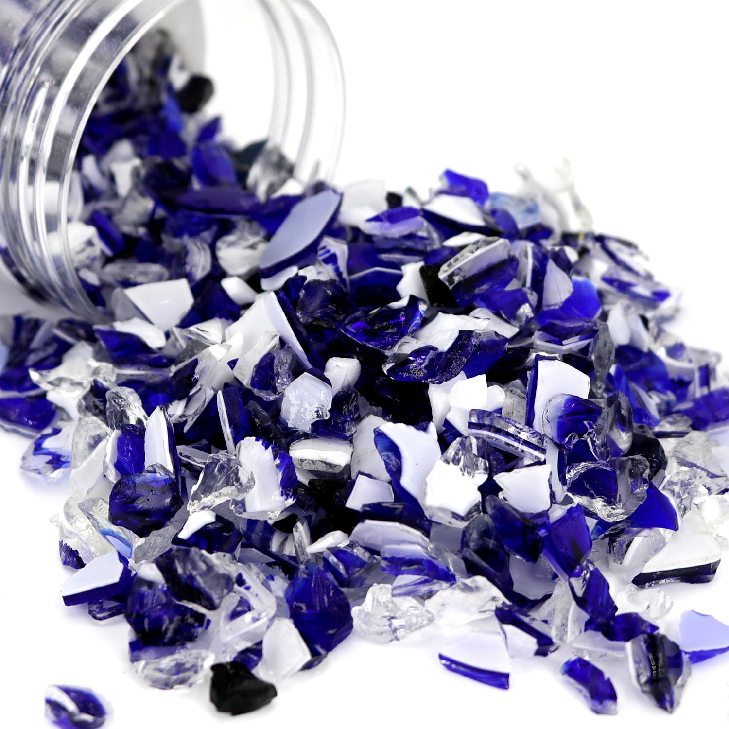 LePe Crushed Fire Glass,Broken Glass，Decorative for Resin Art, Fire Pits, Potted Plants, Garden and Indoor Use,6-9mm Fire Pit Glass, 1 Pound in Jar(