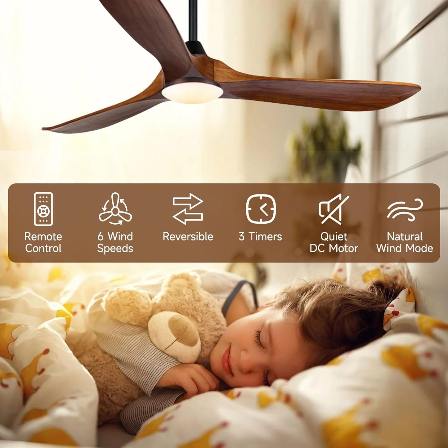 70 Inch Large Ceiling Fan with Light and Remote, Outdoor Ceiling Fan for Patios, Wood Rustic Farmhouse Ceiling Fan with Noiseless High Airflow Reversible DC Motor for Pergola Porch Gazebo