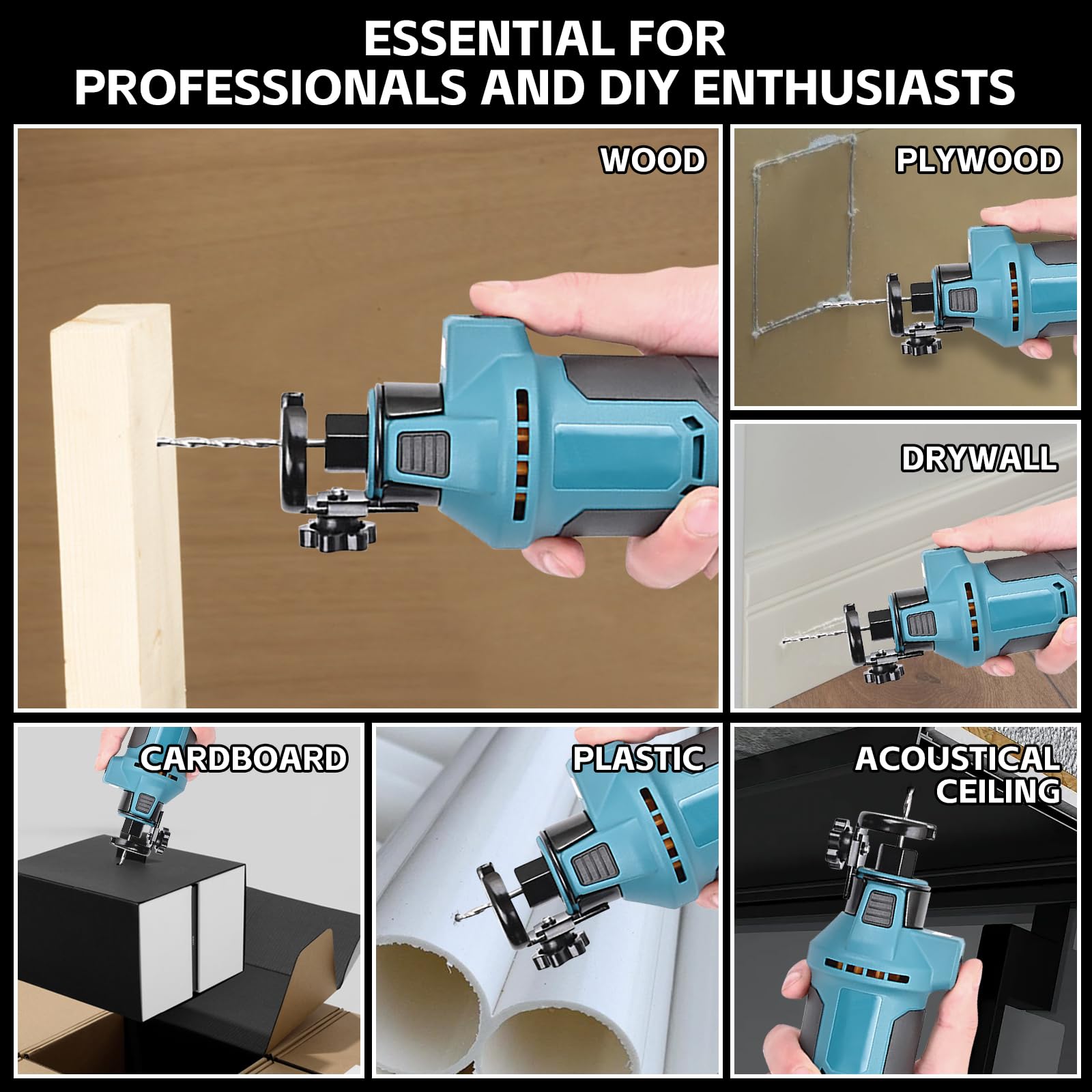 Affleureuse Sans Fil pour Makita 18V, Coupe Placo Cloison Sèche | Fraiseuse avec 3 vitesses jusqu'à 30000 tr/min, LED et profondeur réglable pour découpe précise des plaques de plâtre