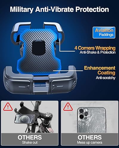 Miniatura 9 de Soporte para teléfono de motocicleta, [Anti-vibración contra viento de 150mph][Compatible con teléfonos grandes de 7.2 pulgadas] Soporte
