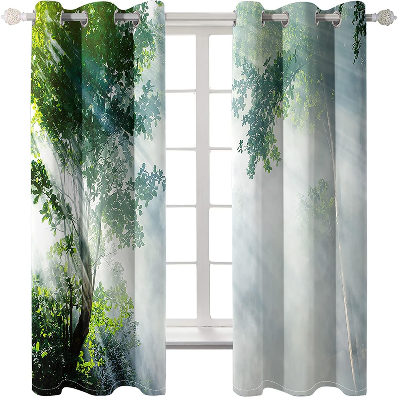 Vorhänge mit Ösen 2er Set, Gardinen Psychedelische Bäume H 160 x B 132 cm Blickdicht Verdunklungsvorhänge für Wohnzimmer