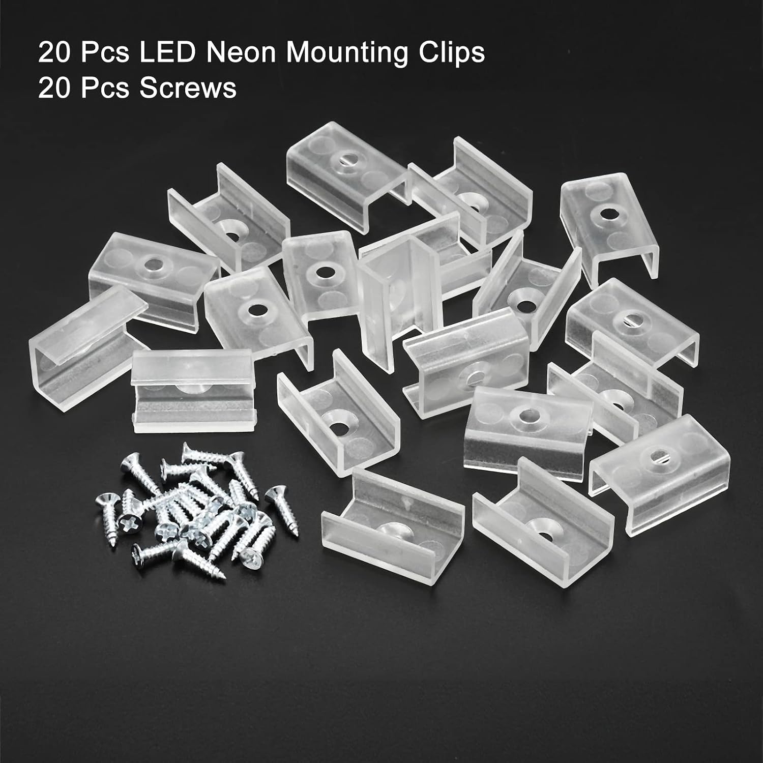 MECCANIXITY Rope Light Mounting Clips, 20 Pack Wall Channel Mounting Holder Accessories for 11.9mm to 12.4mm Waterproof LED Strip, Translucent