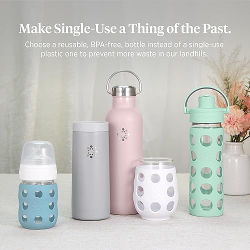 Miniatura 8 de Lifefactory Biberón de vidrio con funda protectora de silicona y etapa 2 pezón arándano 9 onzas (LF110020C4)