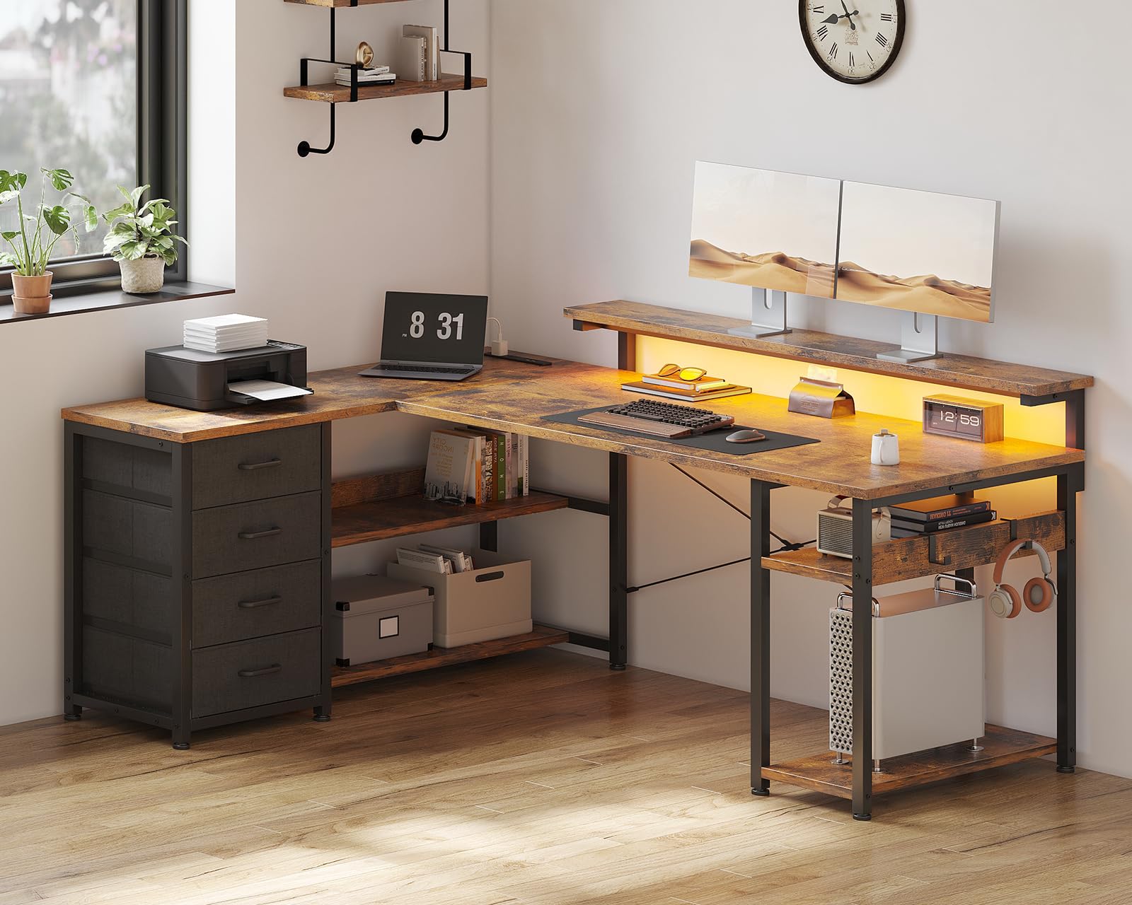 Amazon | AODK ゲーミングデスク 引き出し4杯付き パソコンデスク