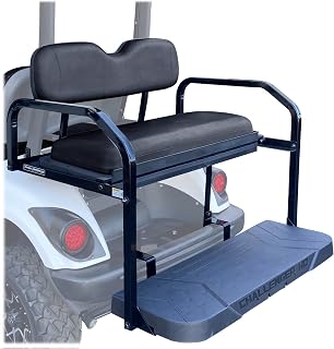 Golf Cart Rear Seat Kit fits Yamaha Drive 2 years 2017-up - Challenger HD 1.25” Frame Flip Up Cargo Back Seats Cushions Yamaha Drive2 Golf Cart Accessories Parts with Struts (Black Cushions)