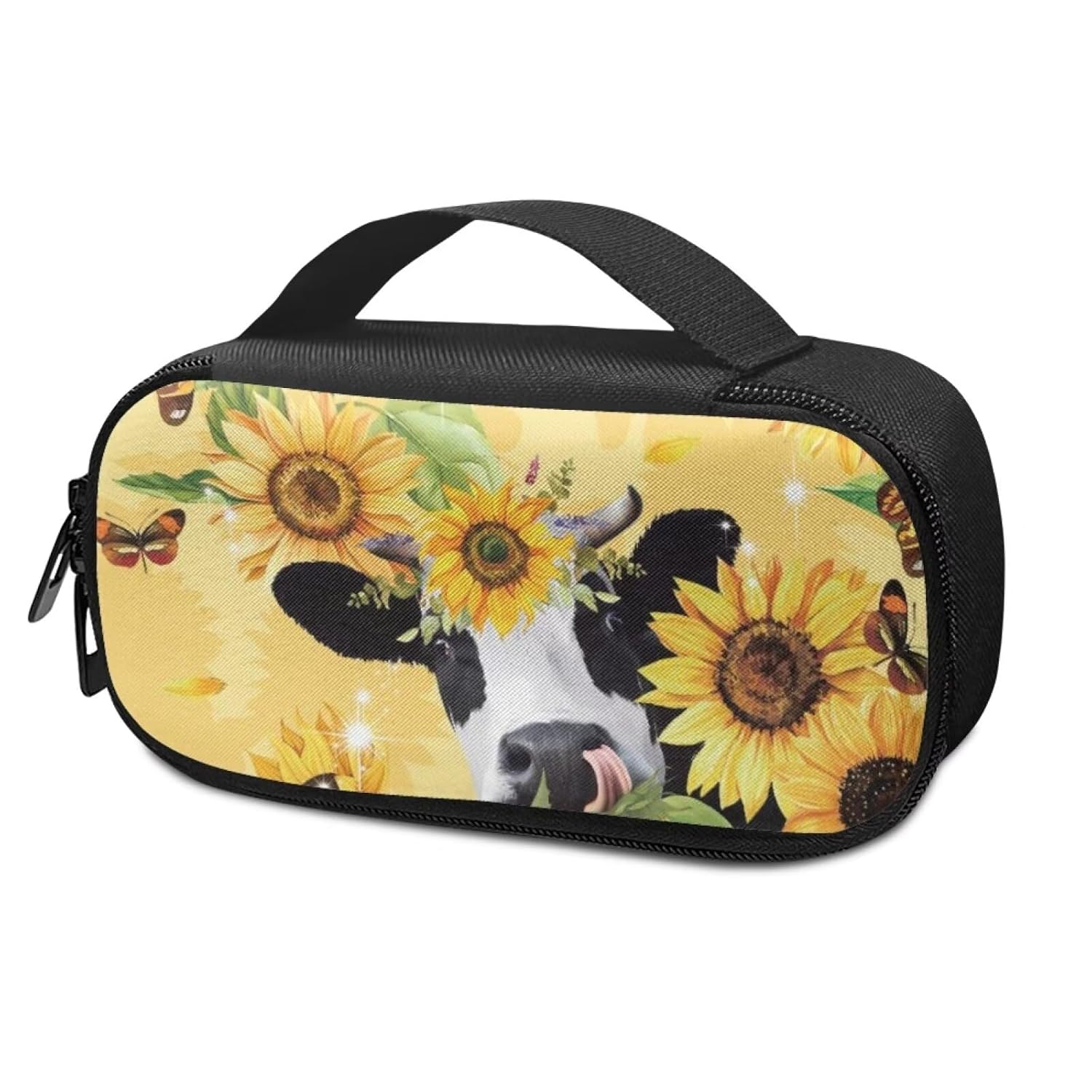 Rnyleeg Sunflower Cow Print Insulin Cooler Travel Case Diabetic Medication Cooler Bag Medical Travel Case for Insulin Pens and Diabetic Supplies Handy Medication Insulated, Yellow