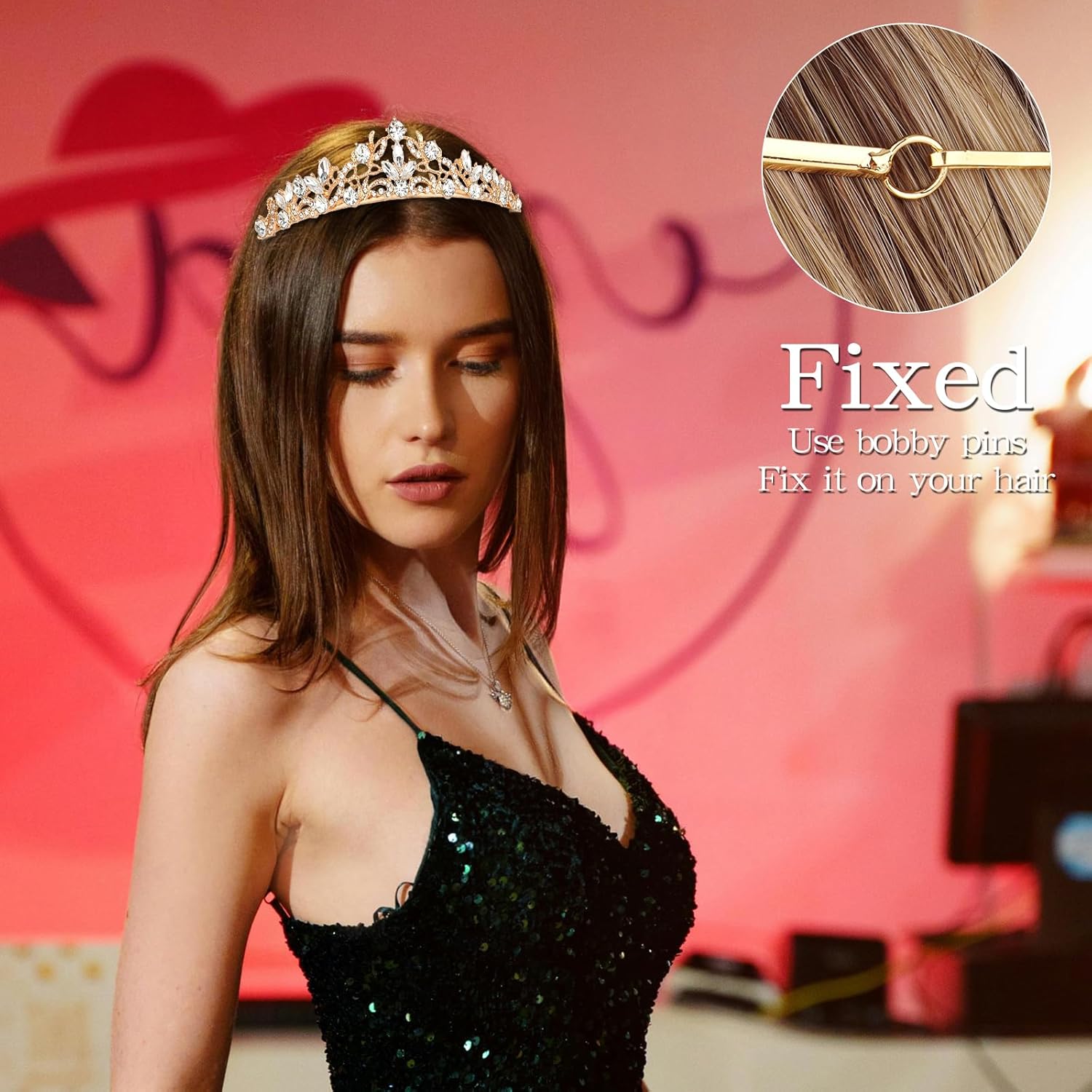 CURASA Gold Tiara, Wedding Headpiece for Birde Tiaras and Crowns for Women Princess Crowns Birthday Crown Crystal Crown for Bridal Birthday Party Prom Halloween Pageant - Image 4