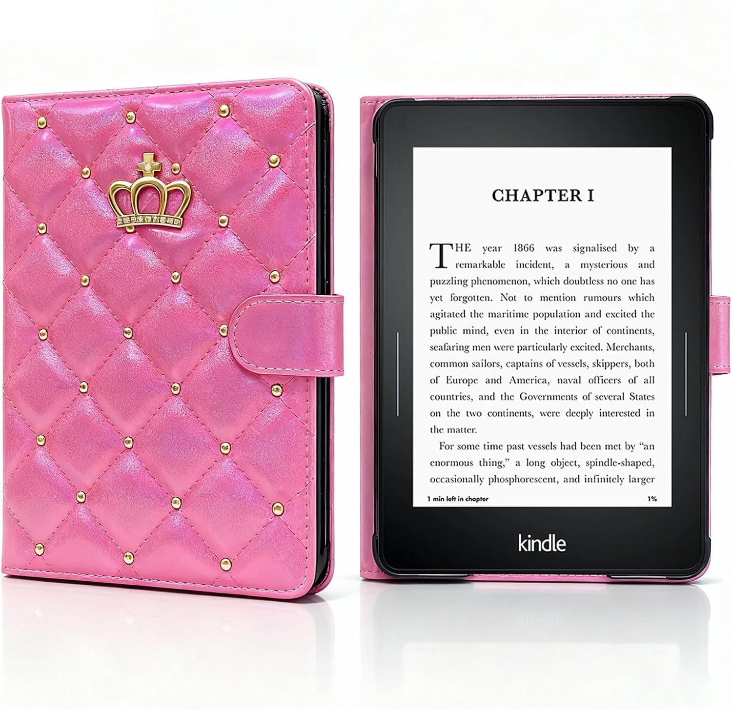for All-New 7" Kindle Paperwhite (12th Generation-2024) Case - Lightweight Shell Kindle Cover with Auto Wake/Sleep, Full-Body Anti-Drop Dustproof & Built-in Stand Cover(Pink Argyle Pattern)