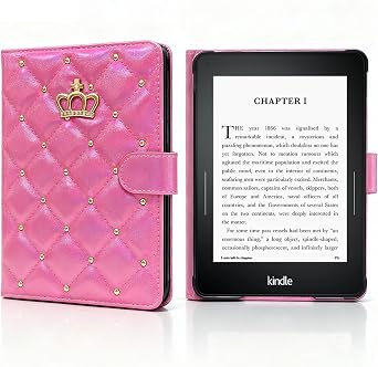Case for Kindle Paperwhite 12th Gen 7", 2024, SA568B SA569P and Kindle Colorsoft Signature EditionAuto Sleep Wake, Hard Shell, PU Leather Protective Cover Pink Argyle Pattern