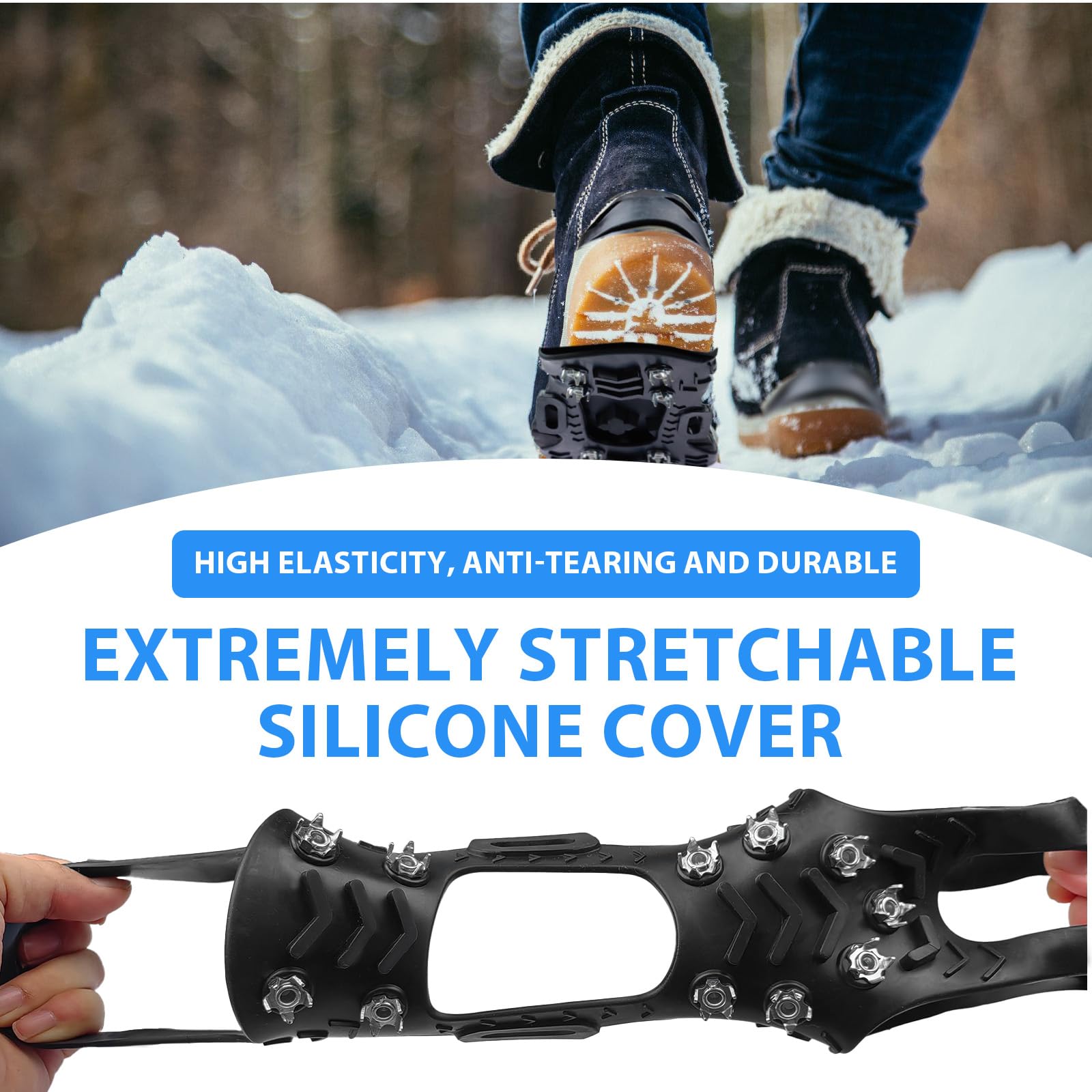Schuhspikes Ice Schuhkrallen Eisspikes,Schnee-Grip-Stollen über Schuh,Schuhkrallen Anti-Rutsch Schuhspikes für Walking,Joggen,Klettern und Wander,Sohle Wandern Spazieren Hiking Walking Winter