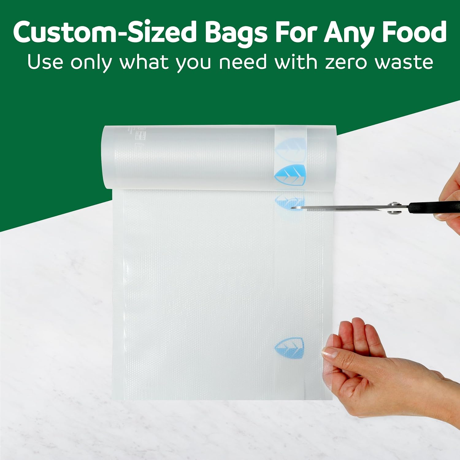 FoodSaver Vacuum Sealer Rolls, 4 Pack 8" x 20' Rolls (80 Total Feet), BPA-Free Custom Size Freezer Bags for Food Storage, Sous Vide, and Meal Prep