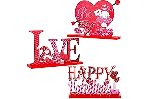 3-Piece Valentine's Day Wooden Be Mine Love Happy Valentines Day Gnomes Decoration