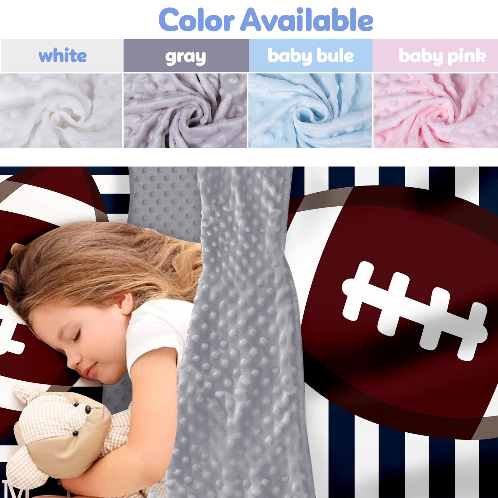 Custom Toddler Nap Mat for Daycare Sleeping Bag for Boys, Kids Nap Mats with Pillow Blanket for Preschool Kindergarten, Personalized Name Easy Carry Nap Sack Navy Stripe Football