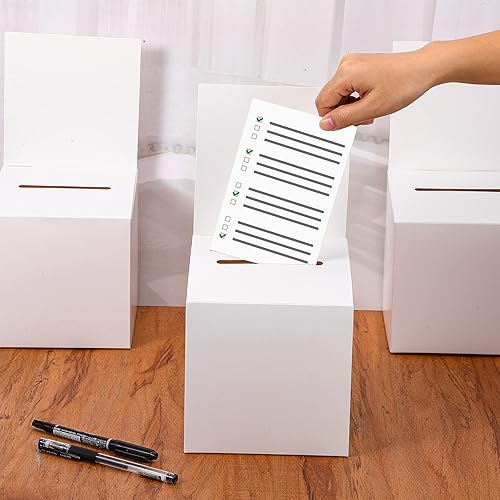 Miniatura 4 de Leinuosen 4 urnas de donación de rifa para recaudación de fondos, cartón de 6 pulgadas con boleto de ranura y caja de caridad extraíble para