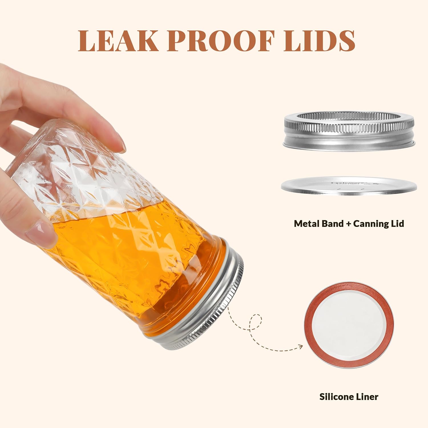 CycleMore 12oz Mason Jars, 6 Pack Regular Mouth Glass Jars With Lids,