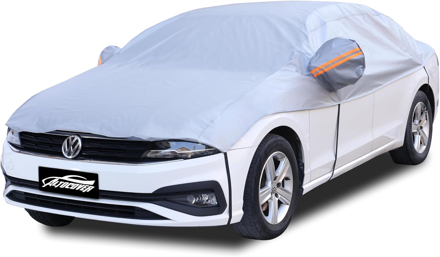 Half Car Cover, Windshield Cover for Ice and Snow with Cotton Liner, Hail Protector Car Cover Waterproof All Weather for Snow, Sun, Rain, Dust, UV Protection Fit SUV L