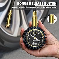 Vista 3 de Vondior Medidor de presión de neumáticos con tubo (0-60 PSI), medidor de presión de aire certificado ANSI preciso con esfera brillante grande