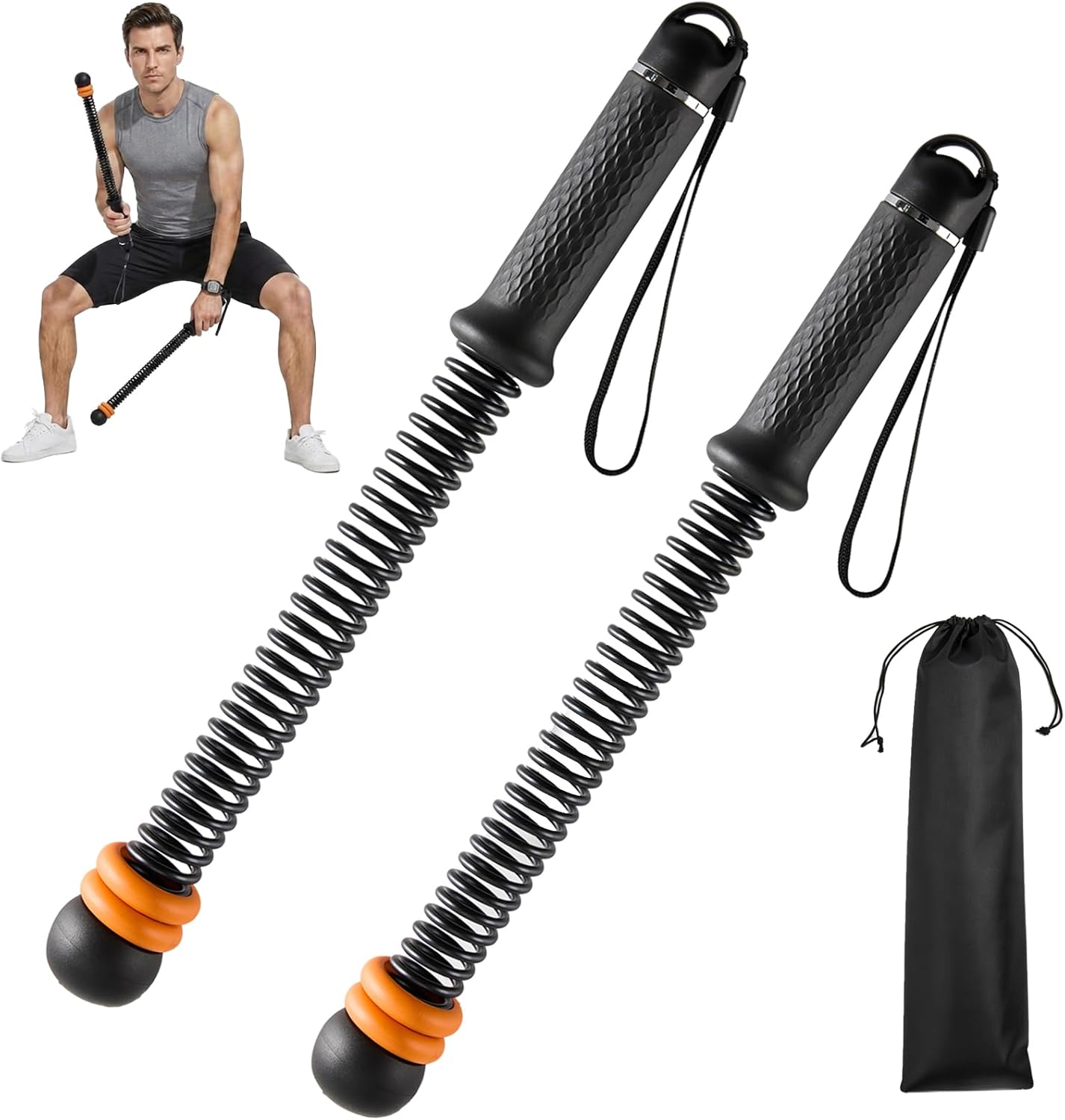 Ropeless Battle Rope, Training Poster Included, Weighted Handles, Portable Fitness Equipment