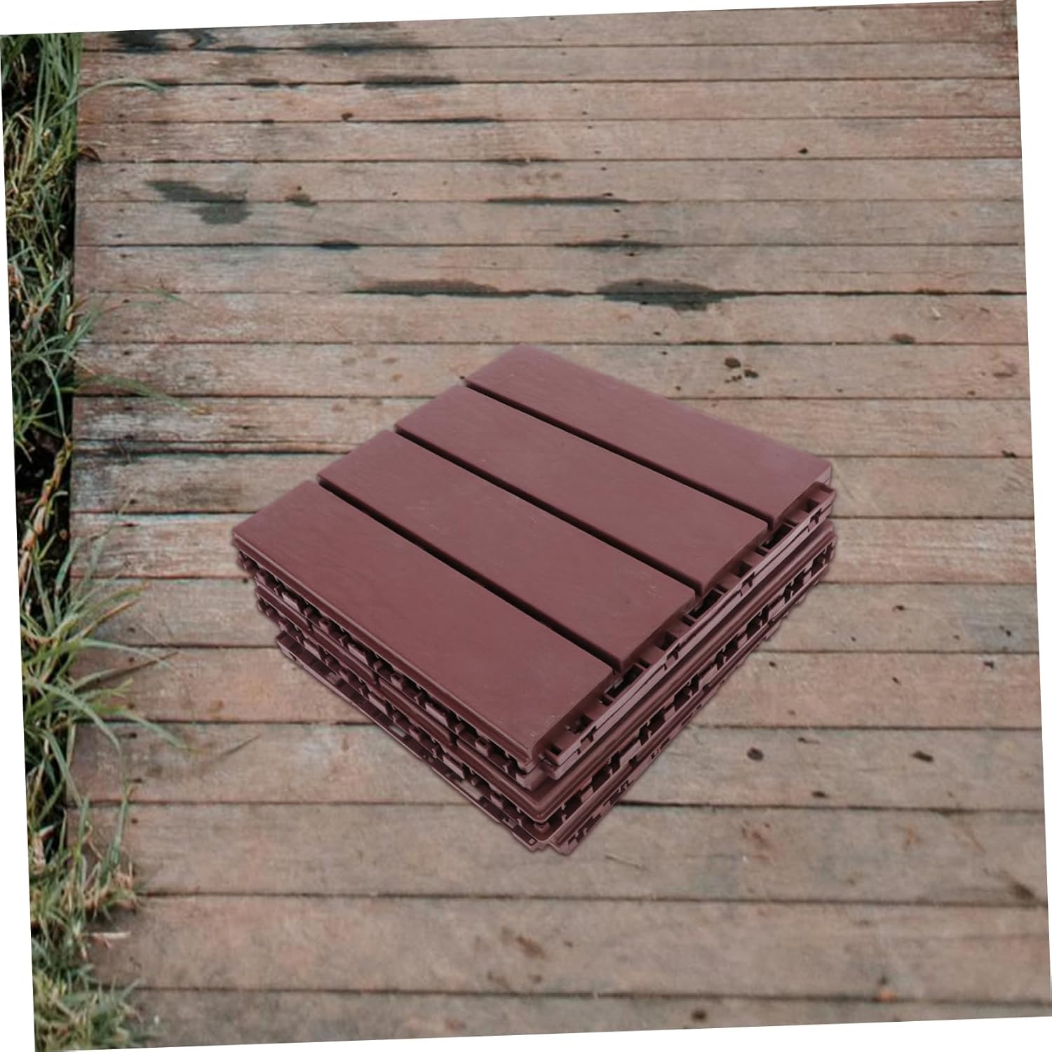 TEHAUX 6pcs Interlocking Patio Deck Tiles Outdoor Flooring Durable PP Material Slip Design for Garden Balcony Courtyard Easy Installation Versatile Use for All Outdoor Spaces