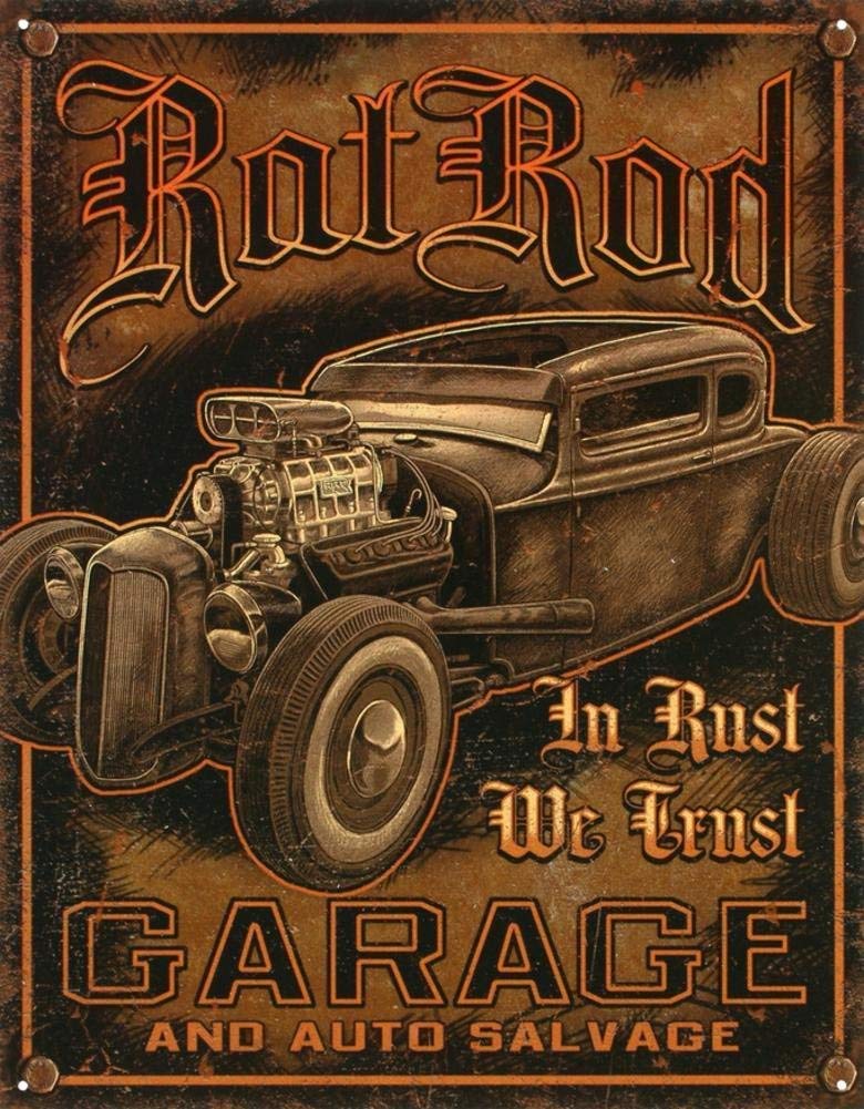 Iron Painting 8X12 Inch Rat Rod Garage Distressed Retro Vintage Tin Sign