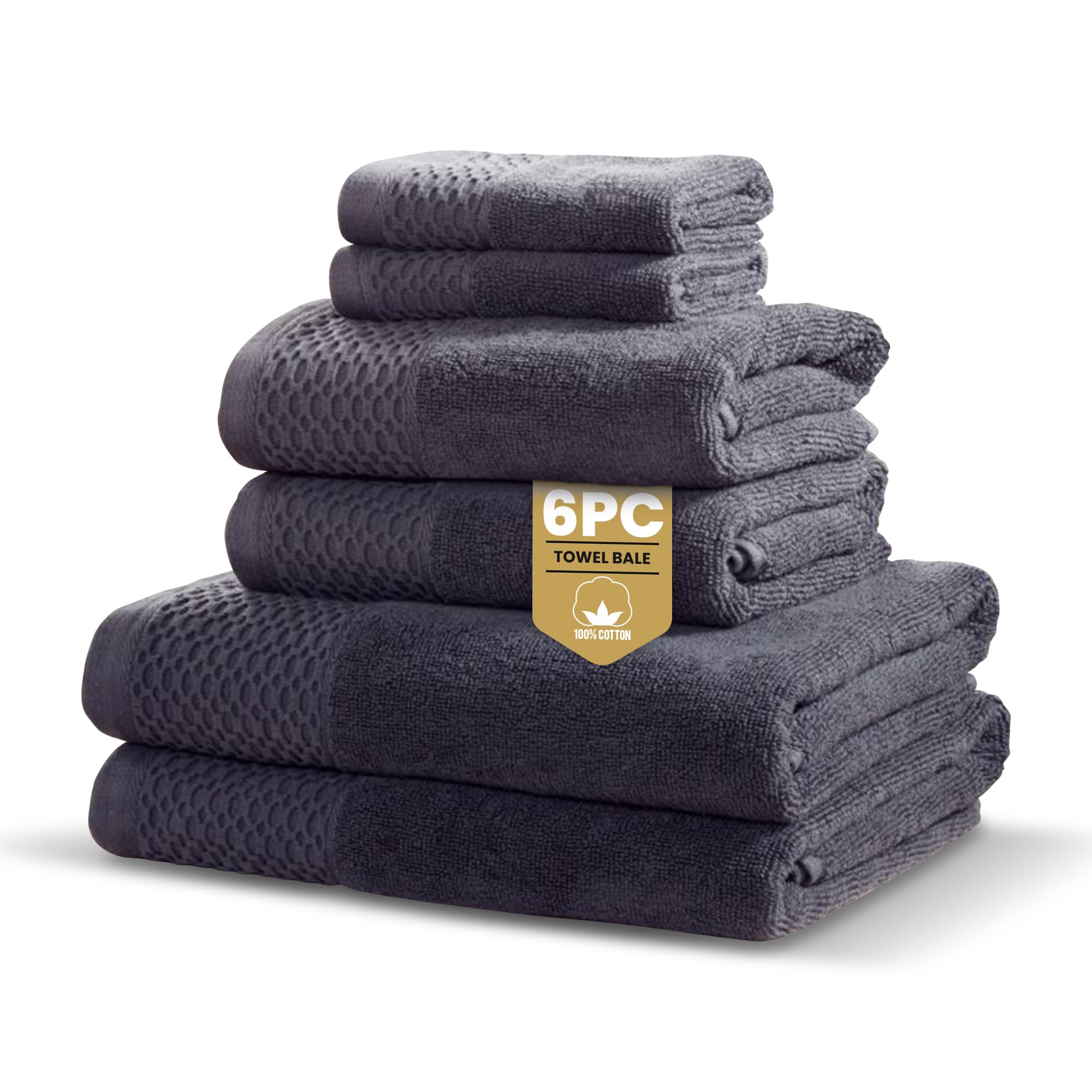 Rapport Home Cotton Towel Bale - 6 Piece - Charcoal