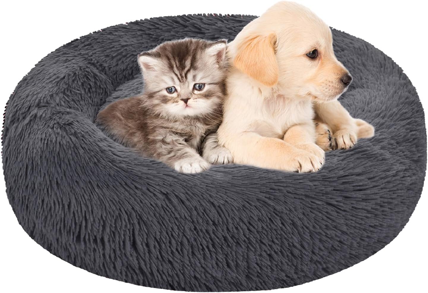 Yusongirl Dog Bed Cat Bed Round Fluffy Luxe Soft Plush Pet Cushion Donut Cuddler Washable Warming Pet Bed Improved Sleep Calming Bed…