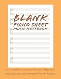 Blank Piano Sheet Music Notebook: 8.5 x 11 Inches 100 Pages 12 Staves with Treble Clef And Bass Clef Music Manuscript Paper Journal (Volume 5)