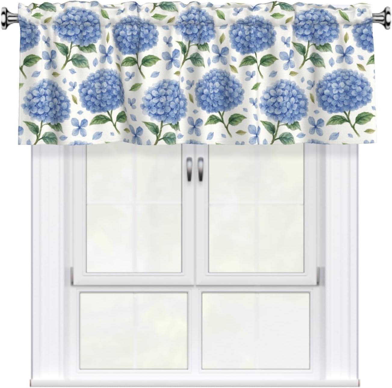 Black Botanical Window Treatment Valances 54"x18" Plant Fern Leaf Kitchen Valance Boho Sage Green Decorative Curtain Valance with Rod Pocket 1 Pack for Bedroom Dining Room Bathroom