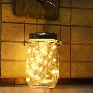 Lampada Solare Luce Solare Esterna Mason Jar String Lights 30 LED Impermeabile Lampadina Atmosfera per Cene, Giardino, Feste, Camera da Letto, Luce Bianco Caldo [Classe di efficienza energetica A]