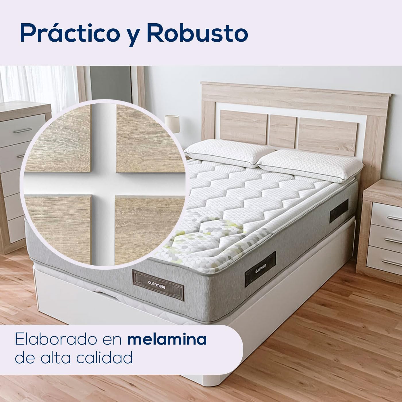 Duérmete Online - Cabecero Nórdico Omabella de 160 x 120 cm | Práctico y Elegante | Fácil de Montar, Colores Cambria y Blanco (para Cama de 135-140 o 160)