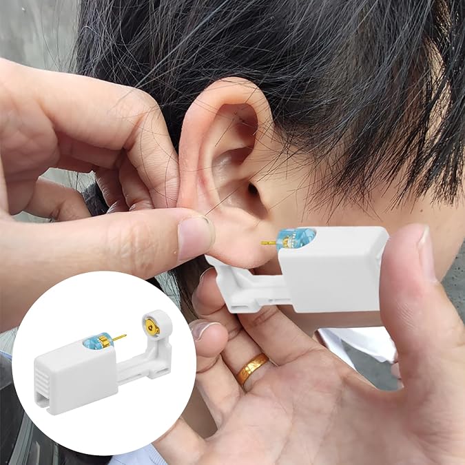 Ear Piercing Gun 6 Pieces, Painless Self Ear Piercing Kit, Aseptic Disposable Ear Piercing Kit Ear Piercing Gun with 6 Ear Studs, for Girls, Women and Men