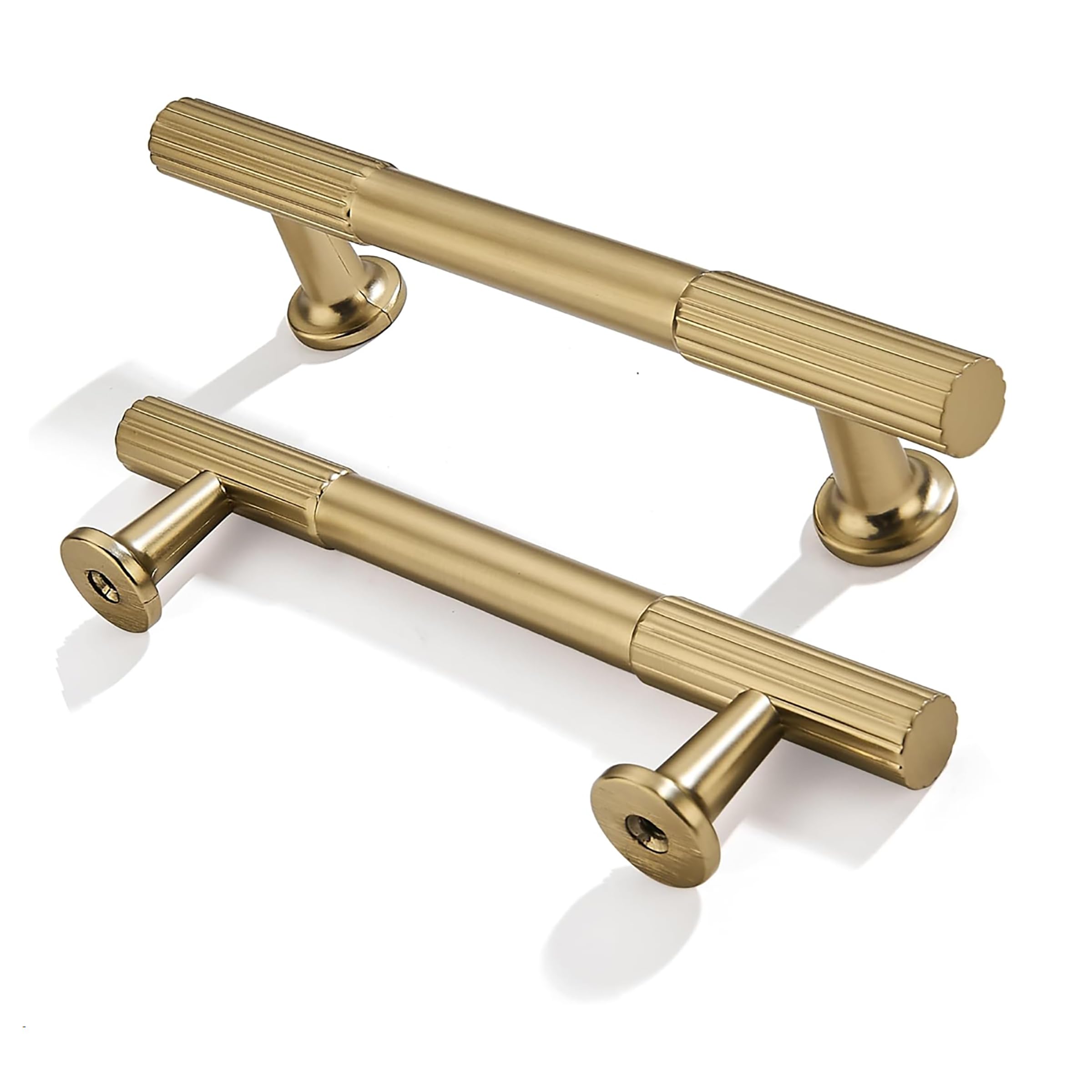 ZAUYX 2Pack 4Inch Hole Center Brushed Brass Cabinet Pulls Solid Heavy Duty Cabinet Pull is Suitable for Drawers Dressers Handles Kitchens Bathroom cabinets