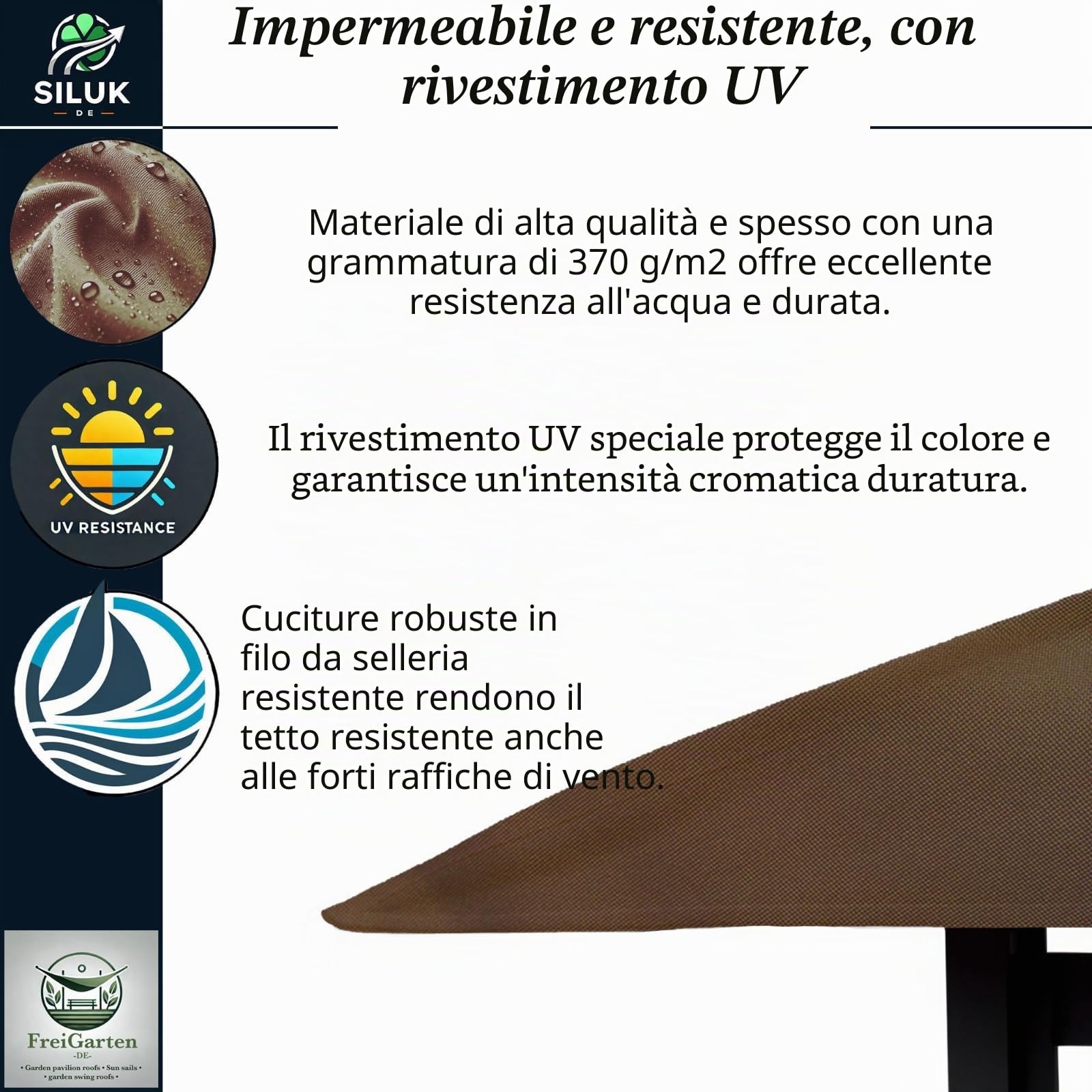 Tetto di ricambio per gazebo barbecue 2,4[m] x 1,5[m] sabbia antico gazebo impermeabile Materiale: PVC Panama Soft 370 g/m² extra forte modello 11 (marrone)