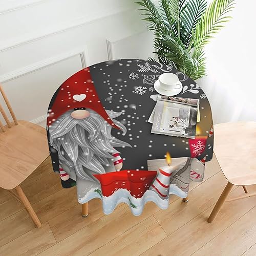 Fiephvsa Mantel de 60 pulgadas con diseño de gnomo de Navidad, copos de nieve de invierno, impermeable, lavable, para fiestas, banquetes, decoración