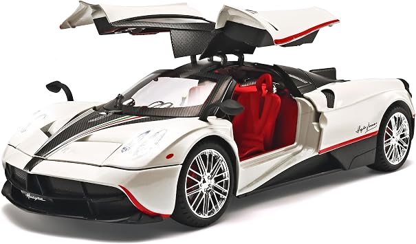RZAPE Car Toys for Boys 1 18 Scale Diecast Cars Compatible for Pagani Huayra Dinastia Model Car Kits Collection,Metal Pull Back Cars with Light and Sound,Toy Cars for Boys Age 4-7White